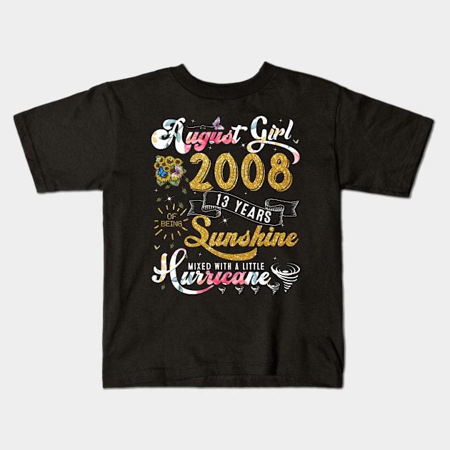 Vintage August 2008 Design 13 Years Old 2008 Birthday designs Kids T-Shirt by TeeBlade